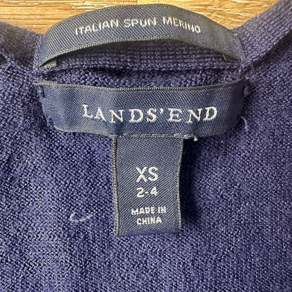 Lands' End Green and Navy Merino Wool Sweater Vest - Picture 6 of 6